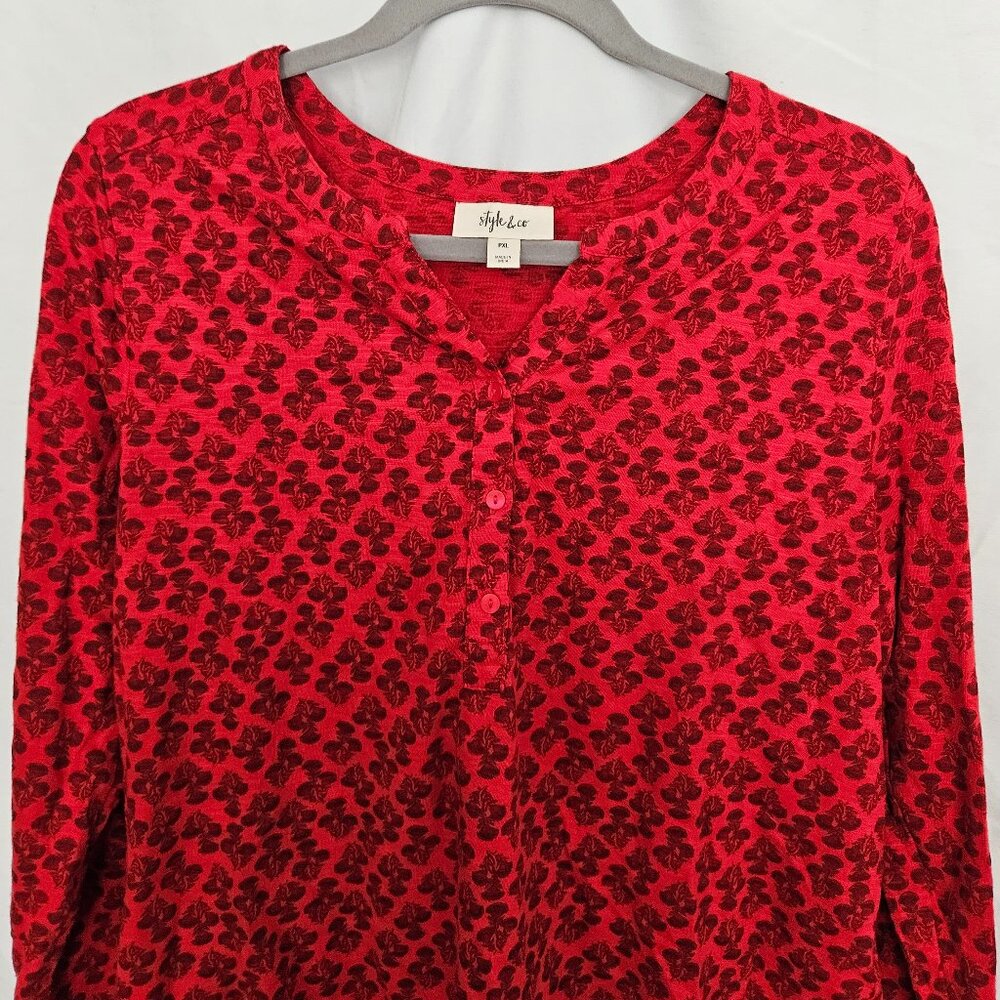 Long Sleeve, Split-Neck Blouse - Picture 2 of 5